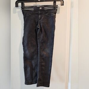 Girls sz5‎ Black Denim Jeggings Pull On Waist Stretch Casual school Pants
